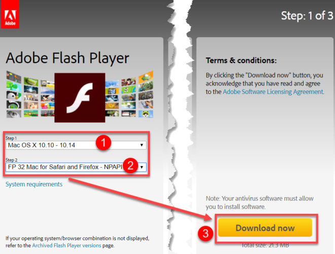 Adobe flash player version test